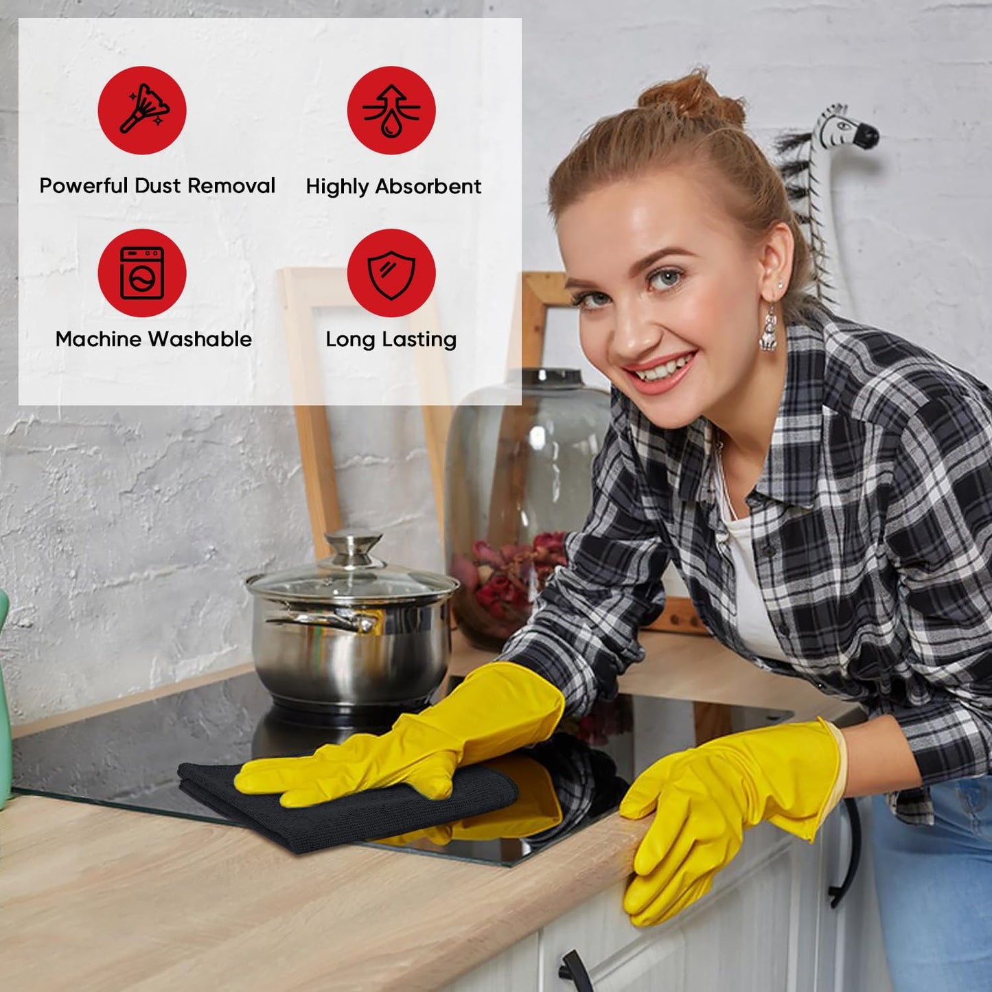 AIDEA Microfibre Cloth 24 Pack-Premium All-Purpose Cleaning Cloths for Cars-Soft & Absorbent Lint Free Streak Free Wash Cloth for House, Kitchen, Windows,30X40CM