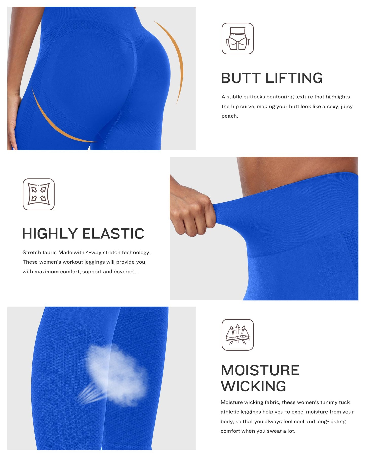 NORMOV Seamless Workout Butt Lifting Leggings - Booty Scrunch Gym Leggings for Women