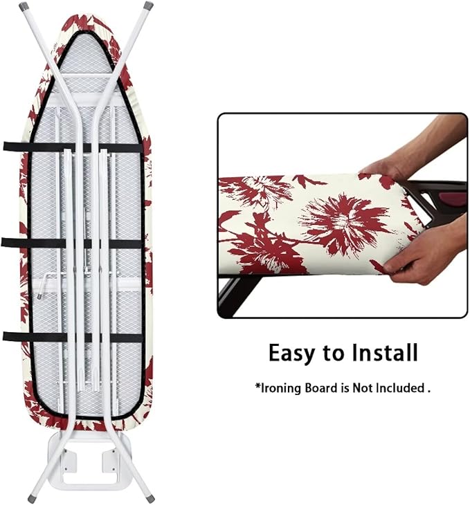 Retro Flower Ironing Board Cover Pad Cover Standard Size Soft Fabric Scorch