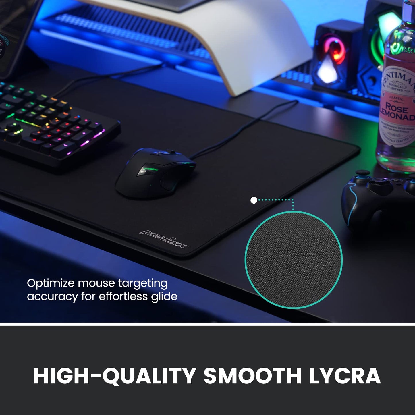 perixx DX-1000XXL Waterproof Gaming Mouse Mat, Non-Slip Rubber Base Design for Laser Optical Mouse, Size XXL