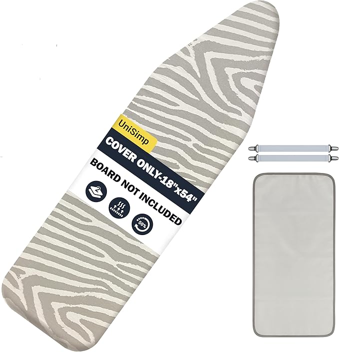 Ironing Board Cover and Pad 18"x54" Extra Thick Natural Cotton, Scorch and