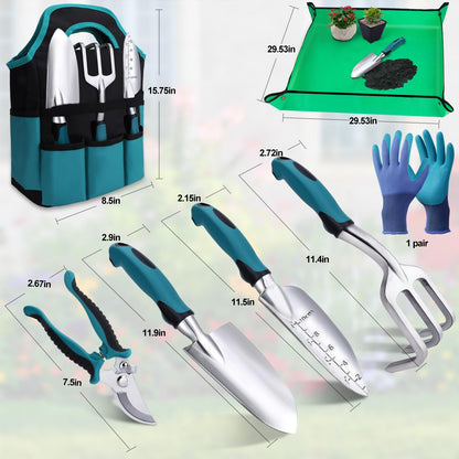Kynup 7-Piece Garden Tool Set - Aluminium Alloy Heavy Duty Garden Tools, Lightweight Rust-Proof Gardening Kit