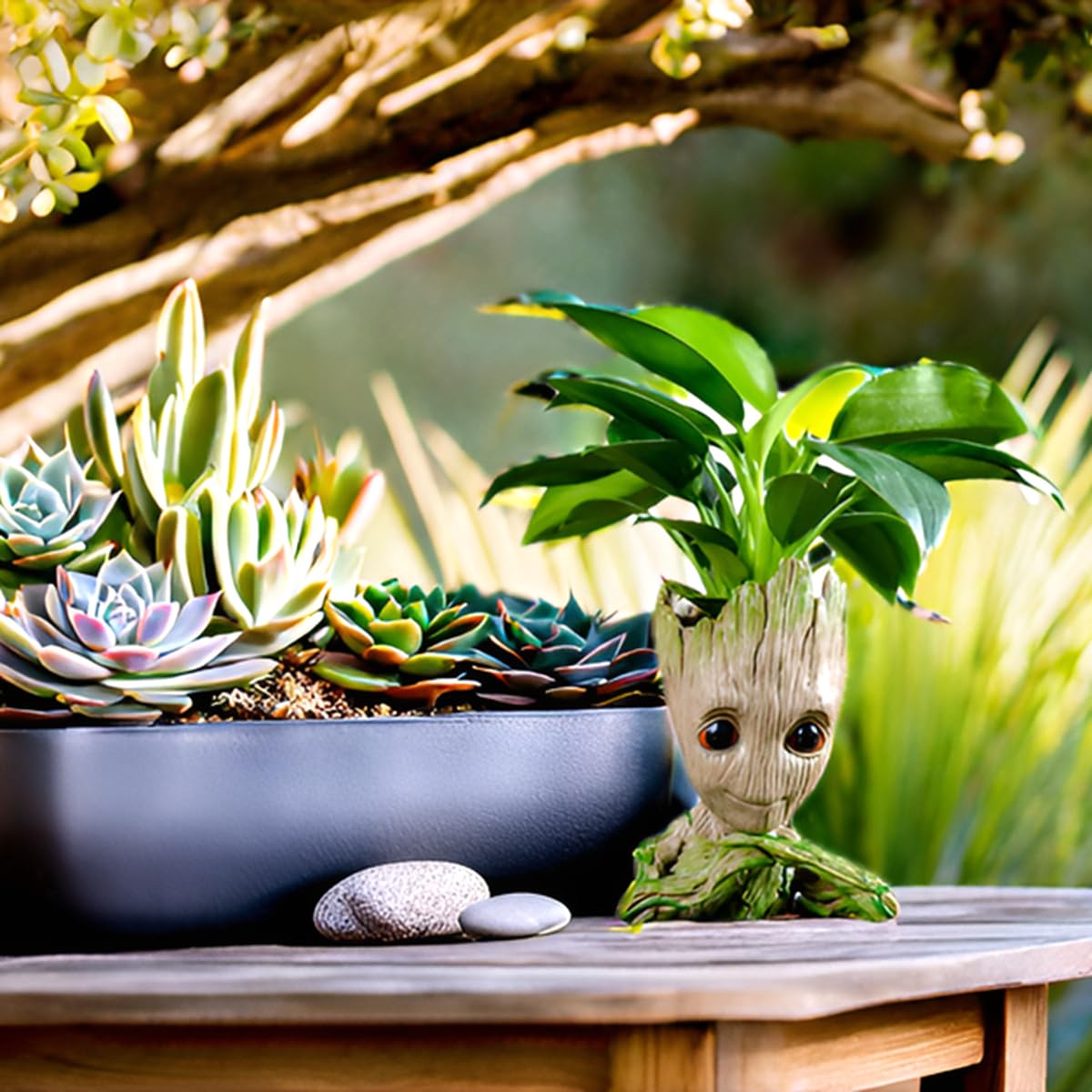 WT WINGTENG Unique Planter for Indoor Plants Pot Cactus Cute Flowerpot with Drainage Hole,Funny Succulent Planters Home Decor Adorable Christmas Birthday Gift for Plant Lovers -6 inch