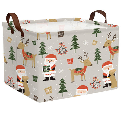 NIETEIN Large Kids Christmas Holiday Gift Empty Baskets Collapsible Families Holiday Storage Bin with Handle (Santa Claus Deer)