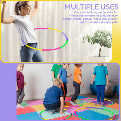 Vinsot 8 Pieces Toy Hoop Detachable Plastic Hoops Exercise Equipment Toy Adjustable Rings for Sports Playing Party Game Dance Pet Training