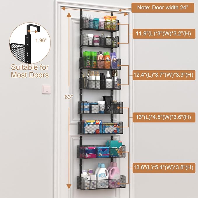 Over The Door Organizer, 8-tier Metal Door Organizer Hanging
