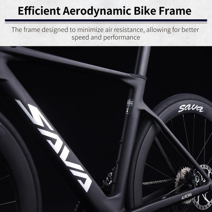 SAVADECK A7L Carbon Road Bike, T800 Carbon Fiber Frame 700C Racing Bicycle with Shimano 105 R7100 24 Speed Groupset and Hydraulic Disc Brake, Ultra-Light Carbon Bike for Man and Women(Black,47cm)