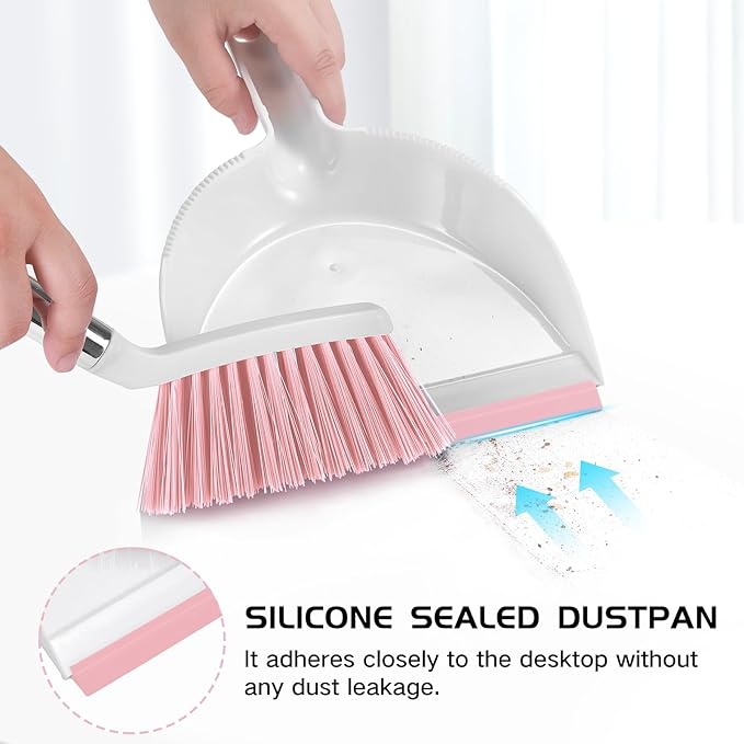 NACENA Mini Broom and Dustpan Set, Small Dust Pan and Brush Set
