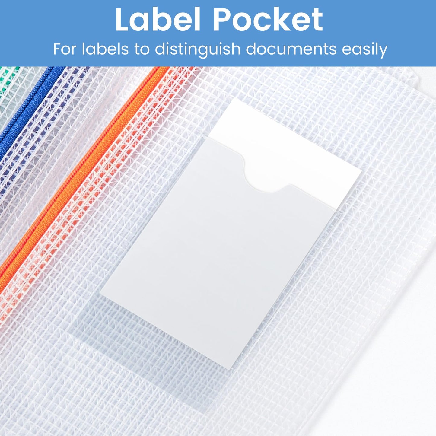 Sooez 24 Pack Mesh Zipper Pouch Bags with Label Pocket, A6 (9.1×4.7 in) Small Pencil Case Pouch for Organizing, Clear Plastic Pencil Pouches Bulk for School Supplies Storage, Money Envelopes for Cash