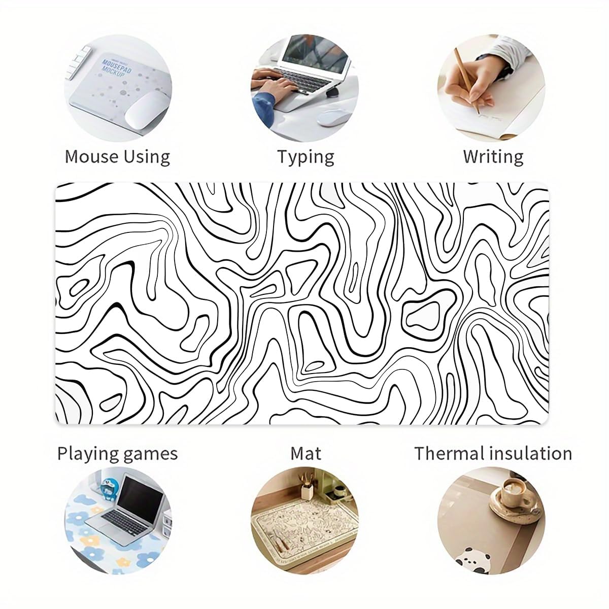 Rcege Large Mouse Pad for Desk - Gaming Mouse Pad with Non-Slip Base Stitched Edges, Desk Mat for Keyboard and Mouse