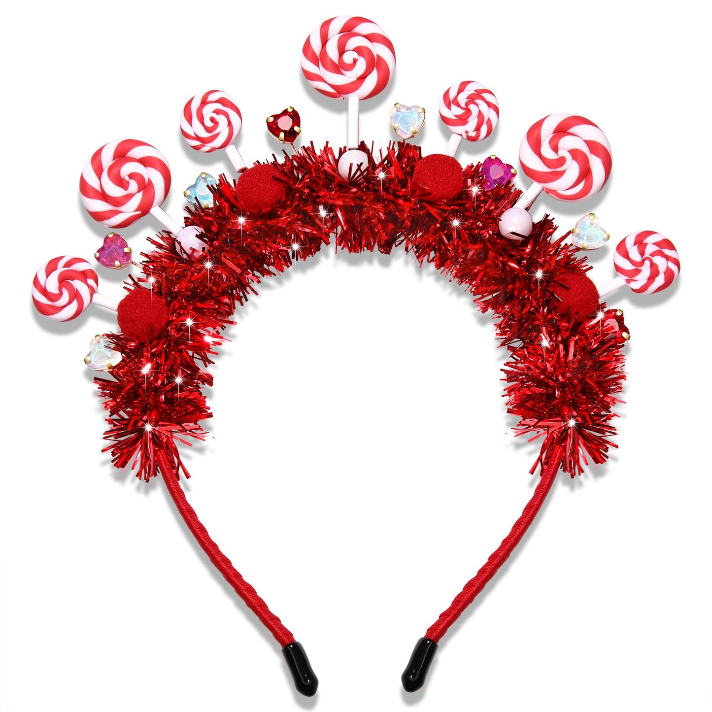 NVENF Candy Headband for Women Red Pink Candy Cane Christmas Headbands Kawaii Lollipop Headbands Candy Themed Party Favors Halloween Costume Holiday Christmas Outfits Birthday Gifts (Pattern C)