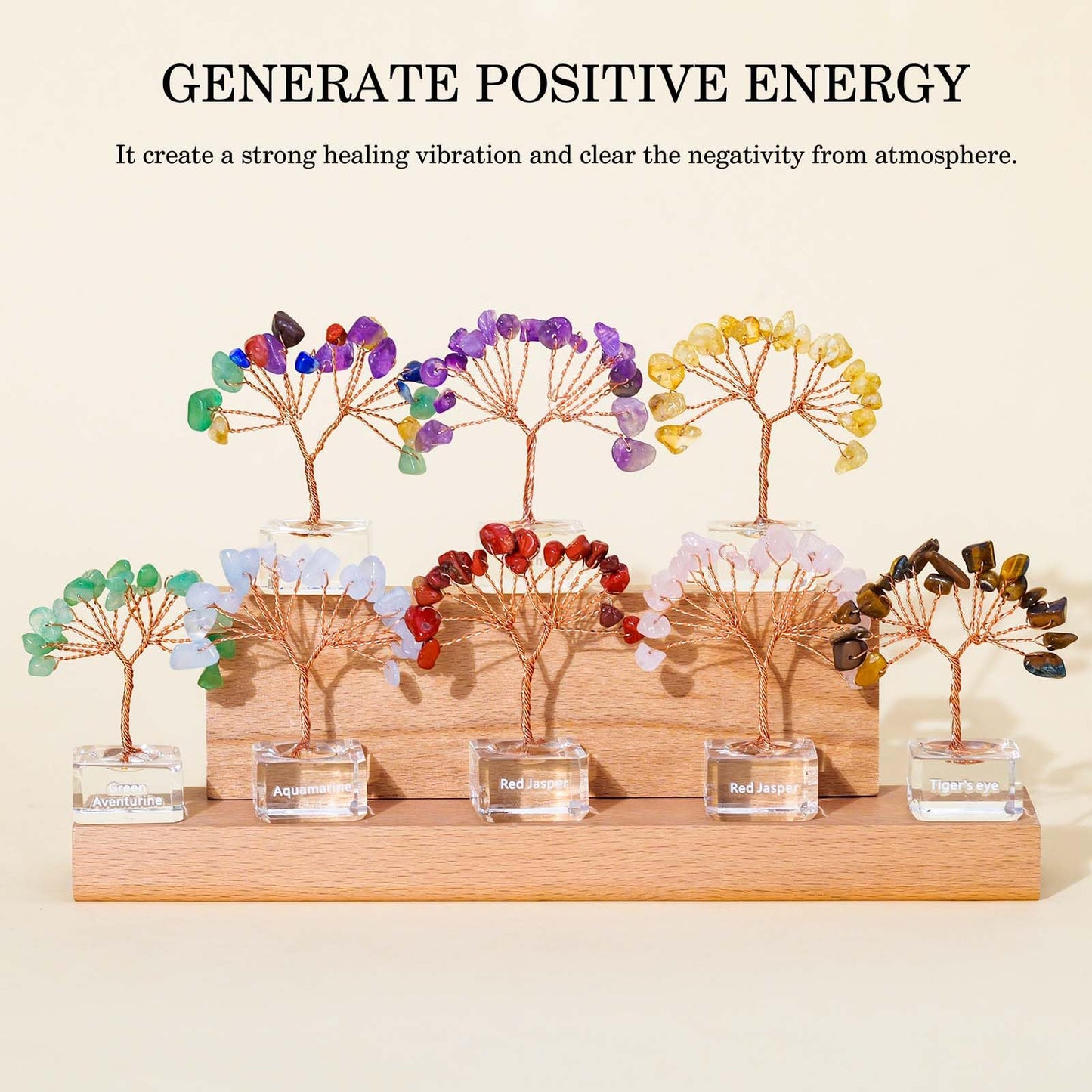 Runyangshi 12 Pcs Crystal Tree Set with K9 Glass Base - Chakra Healing Money Trees for Desk Decor, Home, Office, Positive Energy, Good Luck Gifts for Women, Mom, Birthday, Housewarming