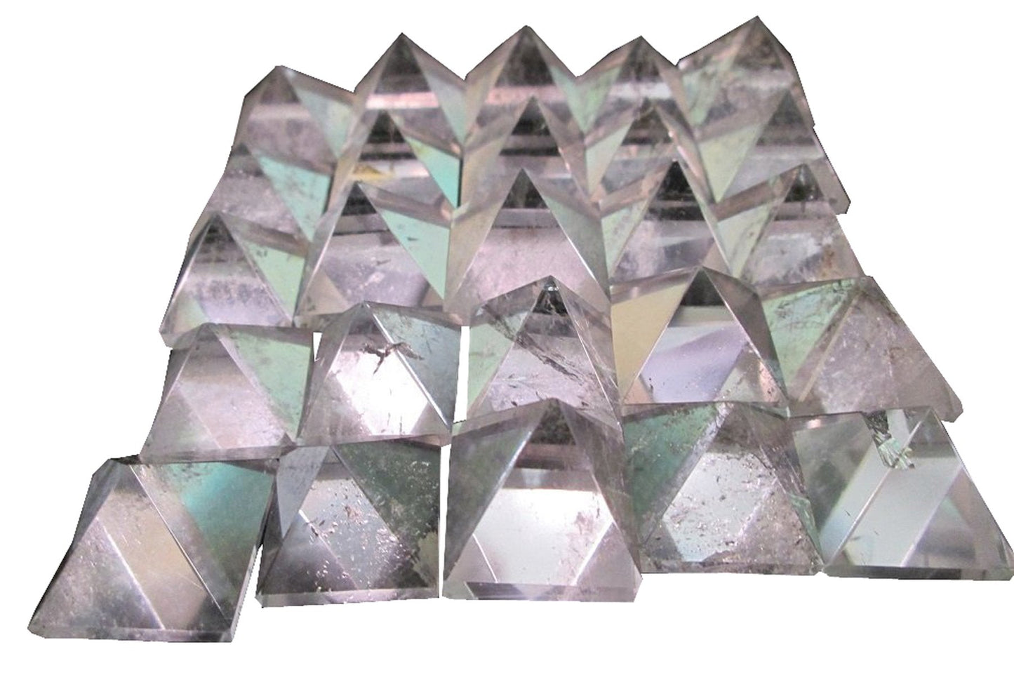 WholesaleGemShop Beautiful Lot of 10 Pieces Clear Crystal Quartz Gemstone Pyramids for Crystal Reiki Vaastu Healing