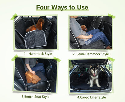 pecute Dog Car Seat Cover, Car Seat Cover for Dogs with Viewing Window/Side Flaps/Storage Bags, Dog Hammock Scratch Proof Nonslip Back Seat Protector for Cars Trucks SUV(146x136cm)