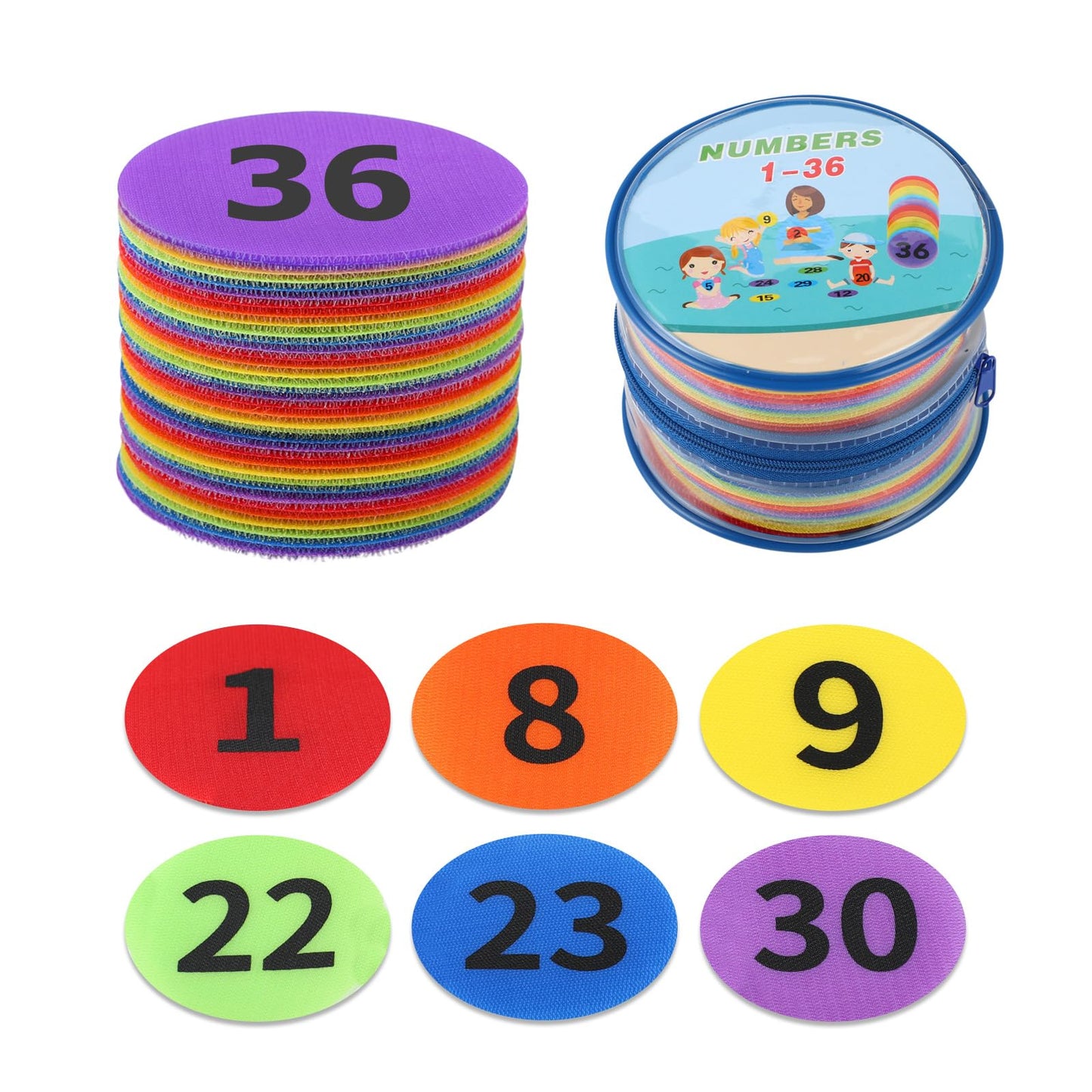 Wizia Carpet Markers with Numbers 1-36 for Classroom Supplies Teachers and Kids, 36 Pack 4" Floor Dots Rug Circles Marker Spot for Elementary Preschool Kindergarten