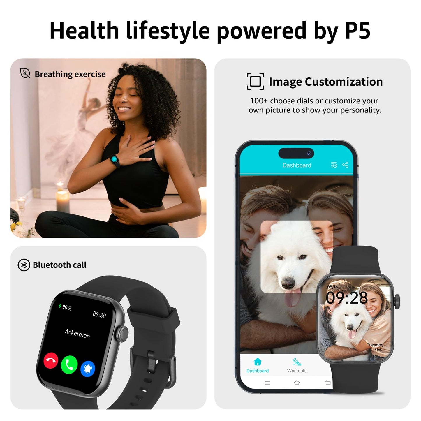 Smart Watch for Men Women Answer/Make Call, 1.85" Smartwatch, Fitness Watch with Heart Rate Blood Pressure Sleep Monitor, 140+Sports, IP68 Waterproof Step Counter Watch Compatible with Android IOS