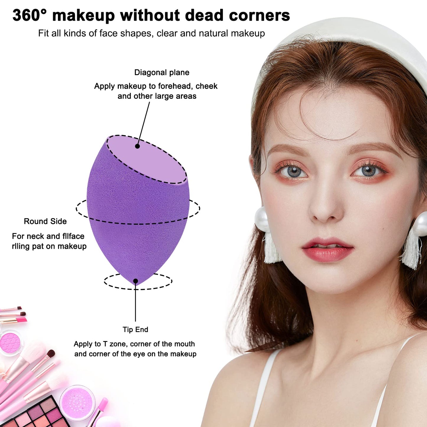 12 Pieces Professional Makeup Sponge Set,Latex Free Flawless Soft Setting Face Puffs,Multicolor Beauty Sponge Blender Cosmetic Applicator for Powder,Liquid,Facial Makeup Tools