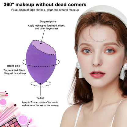 12 Pieces Professional Makeup Sponge Set,Latex Free Flawless Soft Setting Face Puffs,Multicolor Beauty Sponge Blender Cosmetic Applicator for Powder,Liquid,Facial Makeup Tools