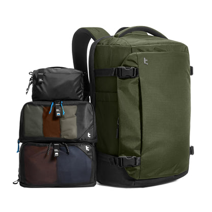 tomtoc Travel Backpack 40L and 3 Set Packing Cubes for Travel Essentials