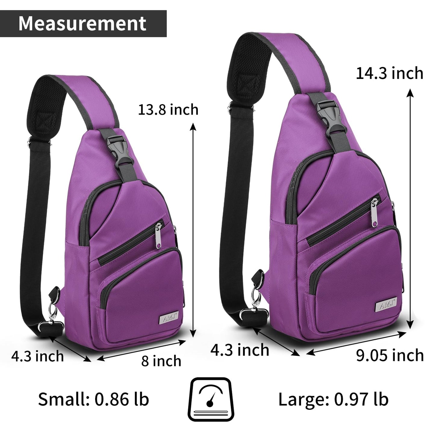 AMJ Crossbody Sling Bag Men Women, Casual Shoulder Backpack, Chest Daypack Satchel for Hiking Travel