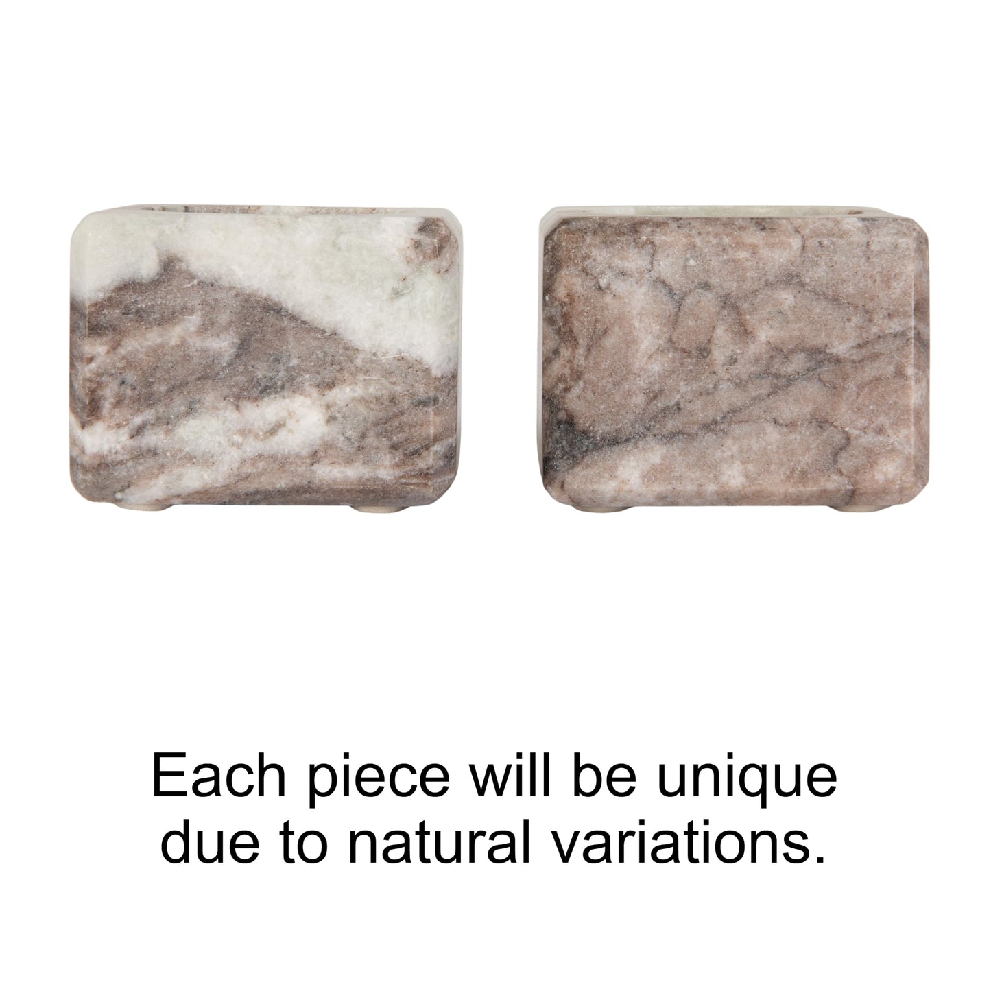 Creative Co-Op Square Marble Bowl with Stainless Steel Spoon, Brown