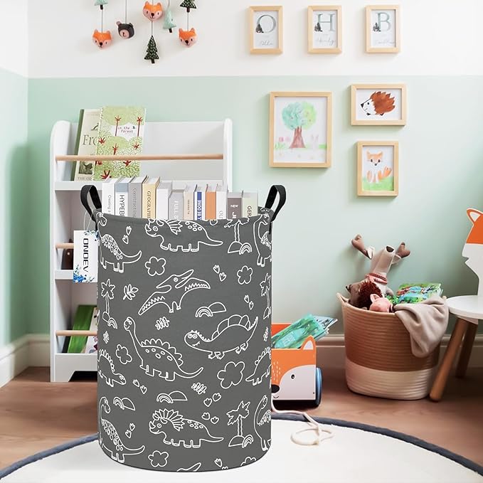 Round Dinosaur Waterproof Laundry Hampers Gift Basket Children's Toy Organizer