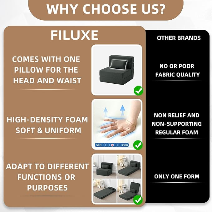 FILUXE Folding Sofa Bed | Convertible Sleeper Chair Bed