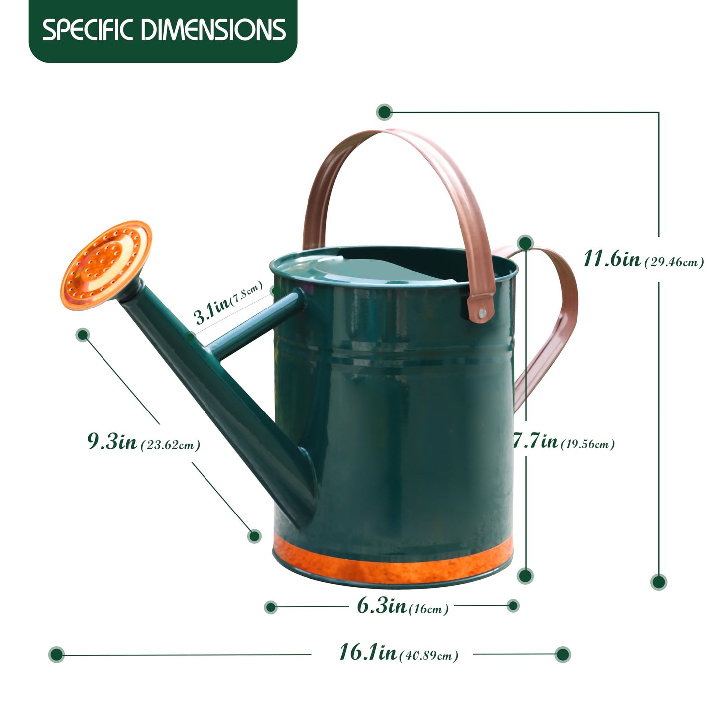SunnyTong Metal Watering Can for Outdoor and Indoor Plants, Watering Can Decor, 1 Gallon (1 Gallon Green2)