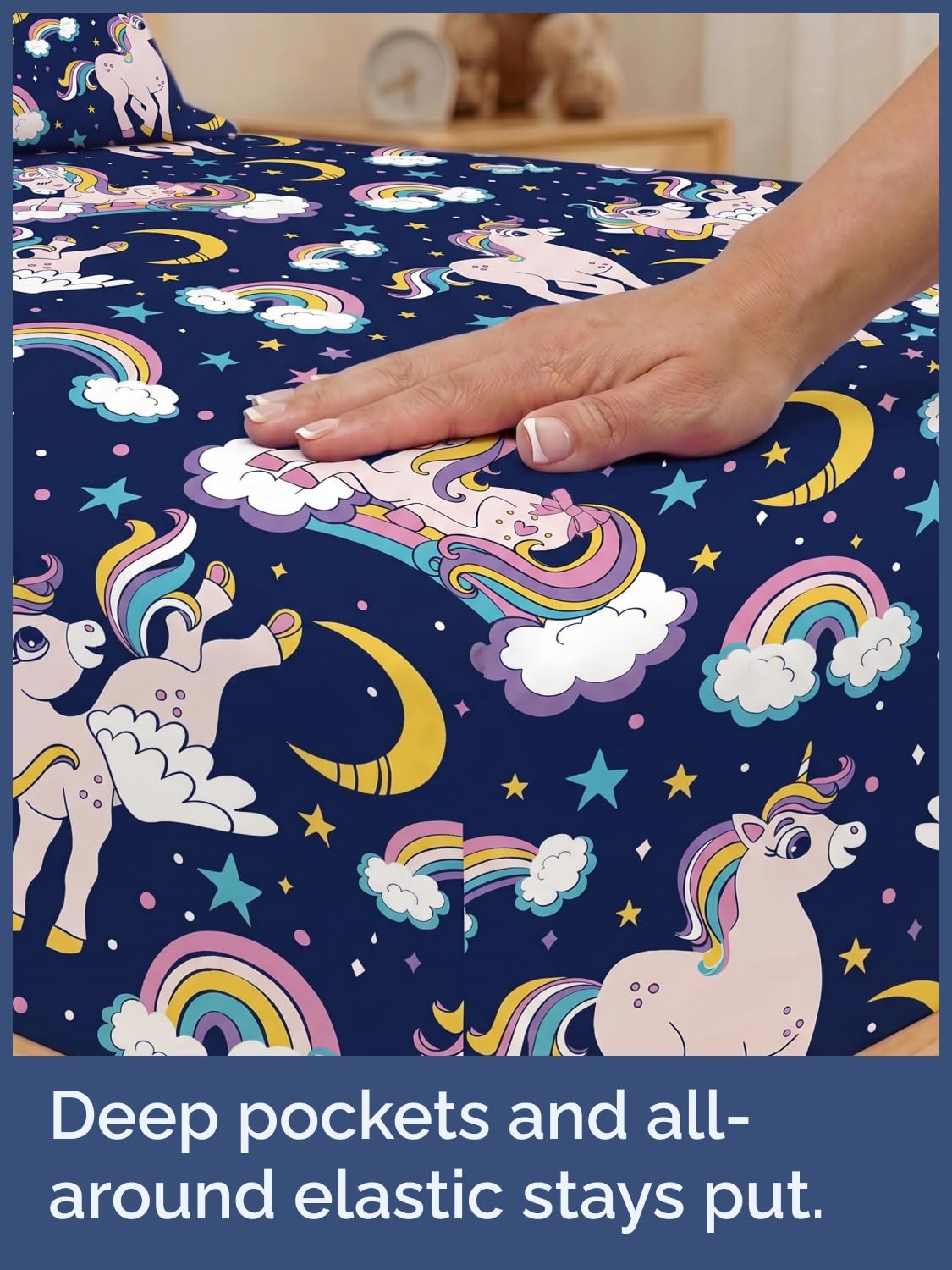 CGK Unlimited Kids Magic Unicorns Twin 3 Piece Sheet Set - Boys, Girls, Teens, Toddler - Easy Fit Deep Pockets - Soft, Cooling & Breathable Sheets - Cute, Cozy, Fade & Wrinkle Free - Machine Washable