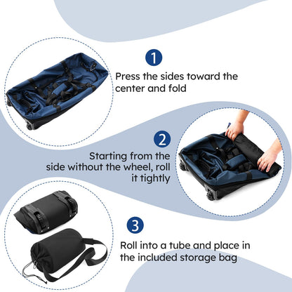 Vrtisa 110L Expandable to 140L 32” Foldable Oxford Soft-Sided Rolling Duffle Bag with 2 Heavy-Duty Wheels,2 Large Compartments,Adjustable Shoulder Strap and Attached Organizer Pouch,Navy Blue