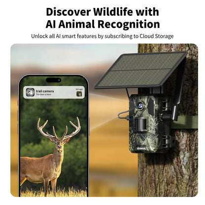 SEHMUA Trail Camera 2 Packs, AI Animal Detection Game Camera Built-in SIM Card 4G LTE Cellular Trail Cameras with Night Vision Motion Activated Waterproof IP66 with Unlimited Data Plan 2K Live View