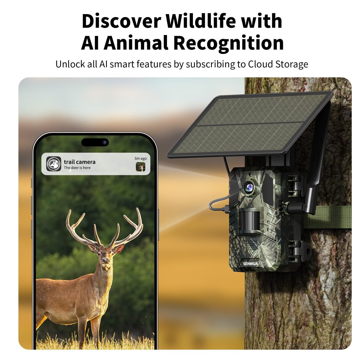 SEHMUA Trail Camera 3 Packs, AI Animal Detection Cellular Trail Cameras, Live Streaming Game Camera Built-in 4G LTE SIM Card with Unlimited Data Plan, Motion Activated Trail Cam IP66 Waterproof