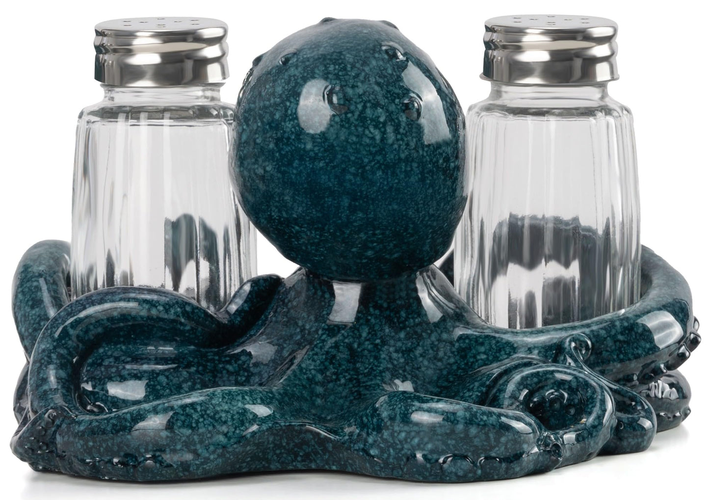 Decorative Octopus Salt and Pepper Shaker Holder, Coastal Kitchen Decor (Octopus)