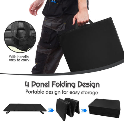 JZHLLA Foldable Mechanics Mat for Garage Work, 48 X 16 X 1.2 in Thick EPE Knee Pad Waterproof PU Leather Folding Mat with Carry Handle Portable for Garage, Garden, Home Gym Kneel or Lie Down
