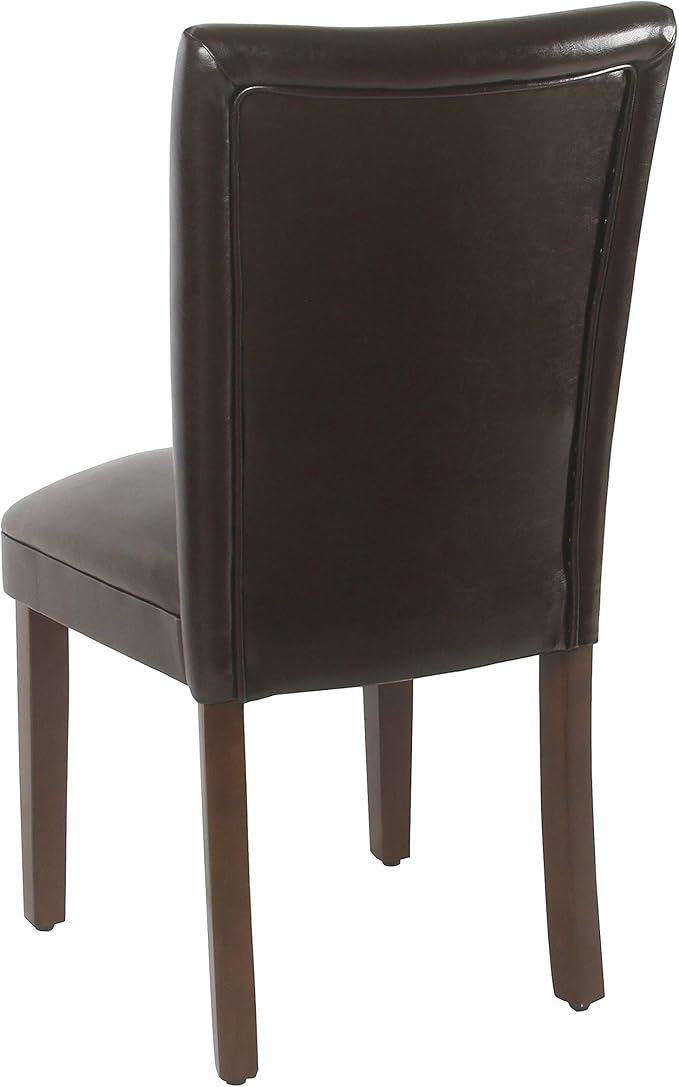 HomePop Parsons Upholstered Accent Dining Chair, Dark Brown Faux Leather