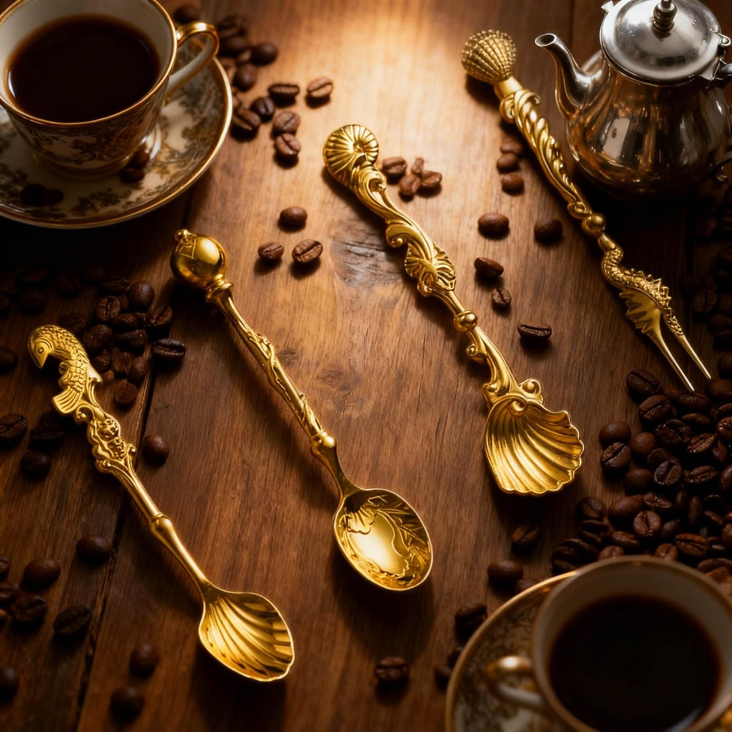 Elegant Demitasse Scoops for Seasoning Coffee Dessert Drink Mixing Metal Zincs Alloy Dessert Spoon Kitchen Gadget Salt Spoon