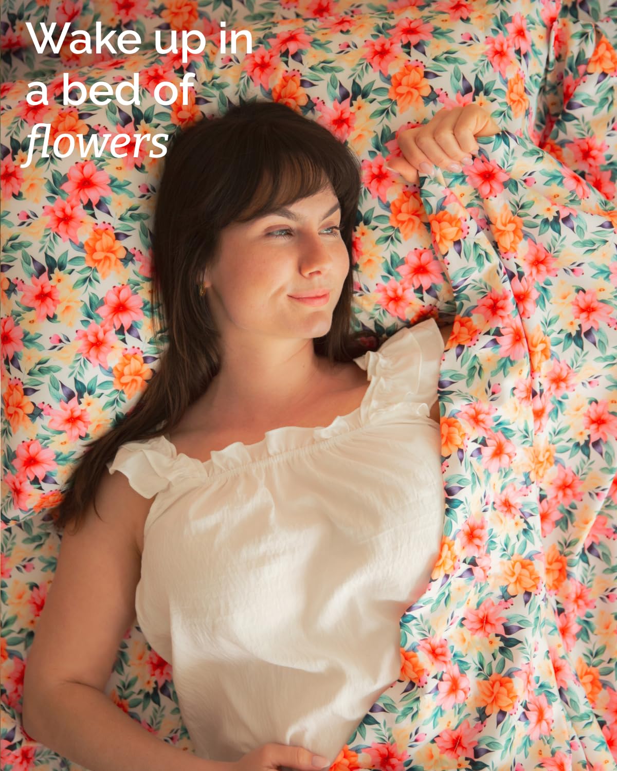 Floral Sheets - Flower Print Bed Sheet Set - 1 Flat, 1 Fitted & 2 Pillowcases w/ Deep Pockets - Comfy, Cozy, Wrinkle & Fade Free - Boho Botanical Bedding - Soft, Breathable & Cooling - Full Size Set