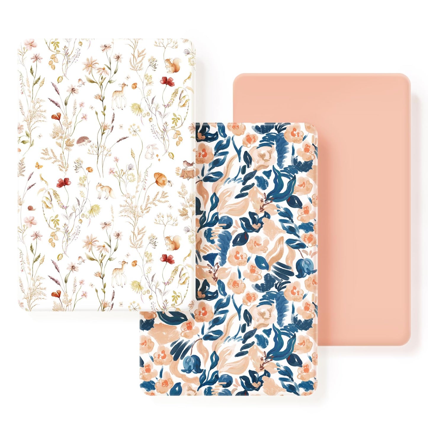GRSSDER Pack n Play Sheets Fitted 3 Pack, Stretchy Ultra Soft Jersey Knit Pack and Play Sheets, Universal Fitted Portable/Mini Crib Mattresses Snug and Safe, Dream & Blush Flora Print