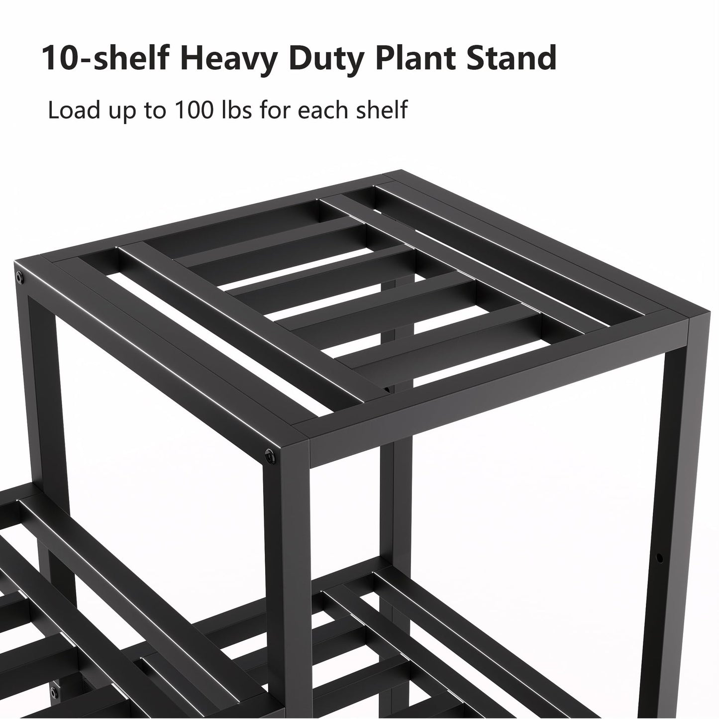 Hongsane Plant Stand Indoor Outdoor,10 Tier Tall Metal Plant Stands Holder,Heavy Duty Wrought Iron Plant Shelves for Multi Large Pots,Black Tiered Flower Display Riser for Living Room,Patio,Balcony