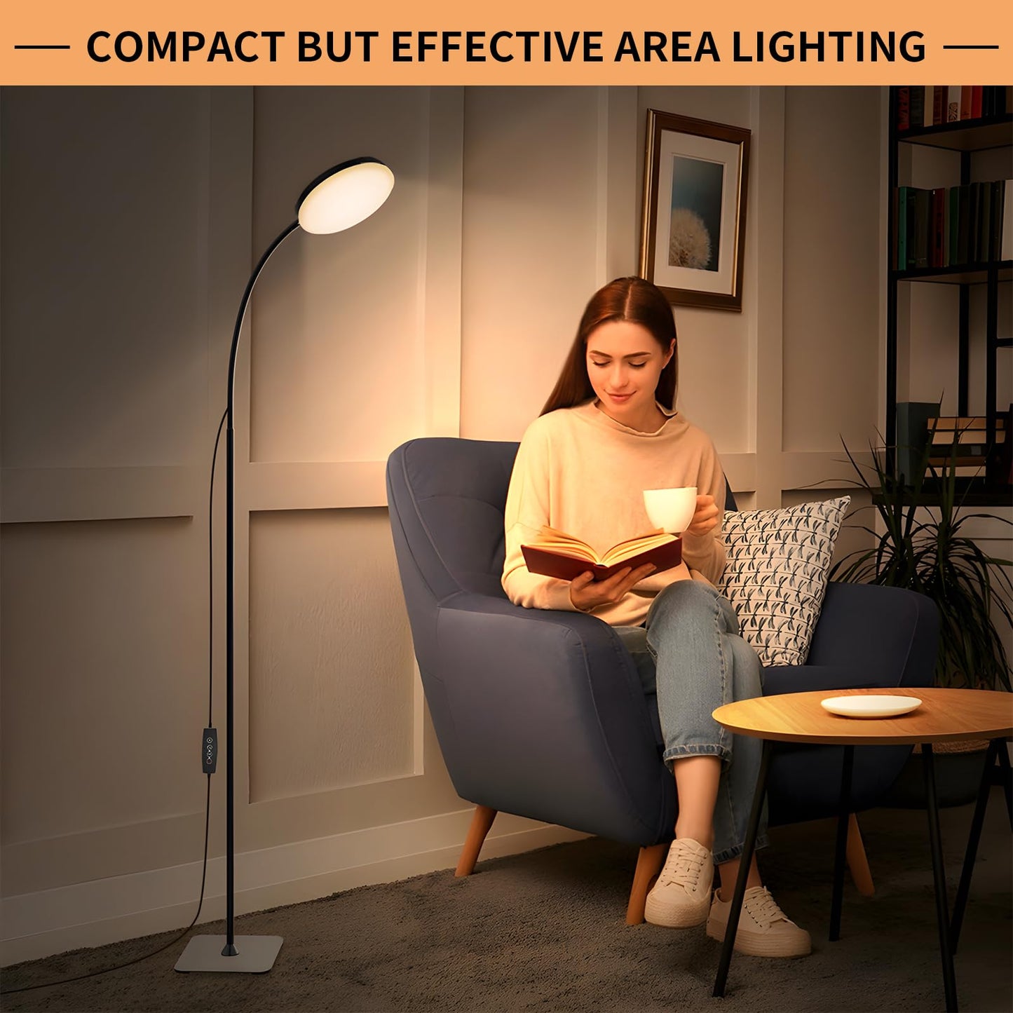 Mojimdo LED Floor Lamp, 10W Reading Standing Lamps with 3 Color Temperature & 5 Brightness Levels, Dimmable Floor Lamp for Living Room, Bedroom, Office
