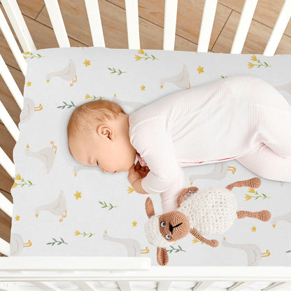 Burbuja Goose Bird Twig Crib Sheet for Boys Girls, Fitted Crib Sheet 28 x 52 in for Standard Crib & Toddler Bed Mattresses, Soft & Breathable
