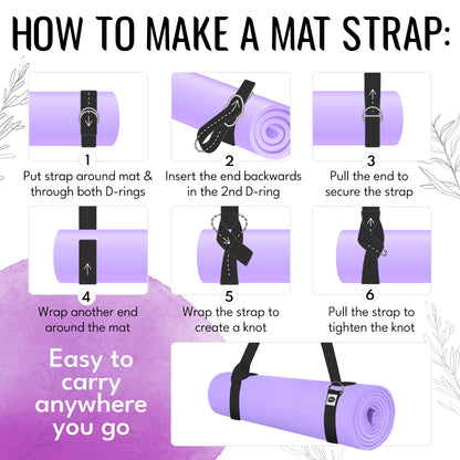 TECEUM Yoga Strap & Mat Strap – 2 in 1 – Cotton – 6 ft 8 ft 10 ft (30+ Colors) – Adjustable Non-Slip Belt for Yoga, Pilates, Stretching, Physical Therapy, Fitness & Home Workout – for Carrying Mats