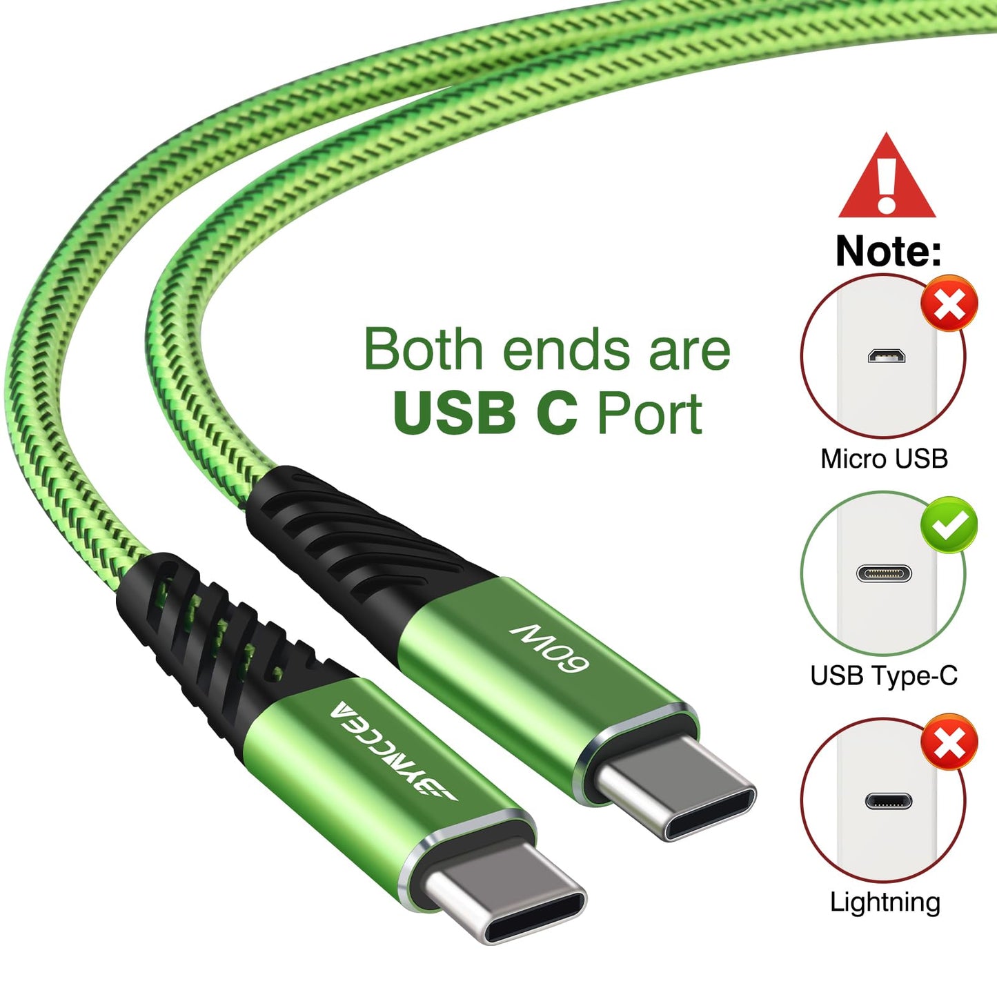 Bynccea USB C Cable to USB C Charger Cable 4-Pack 10ft Fast Charging USB C Cable, Nylon Braided 60W(5A) Type C to Type C Charging Cable for Phone 17/16 15/15 Pro/15 Plus/15 Pro Max S22 S23 Note 20