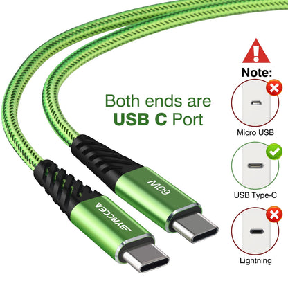 Bynccea USB C Cable to USB C Charger Cable 4-Pack 10ft Fast Charging USB C Cable, Nylon Braided 60W(5A) Type C to Type C Charging Cable for Phone 17/16 15/15 Pro/15 Plus/15 Pro Max S22 S23 Note 20