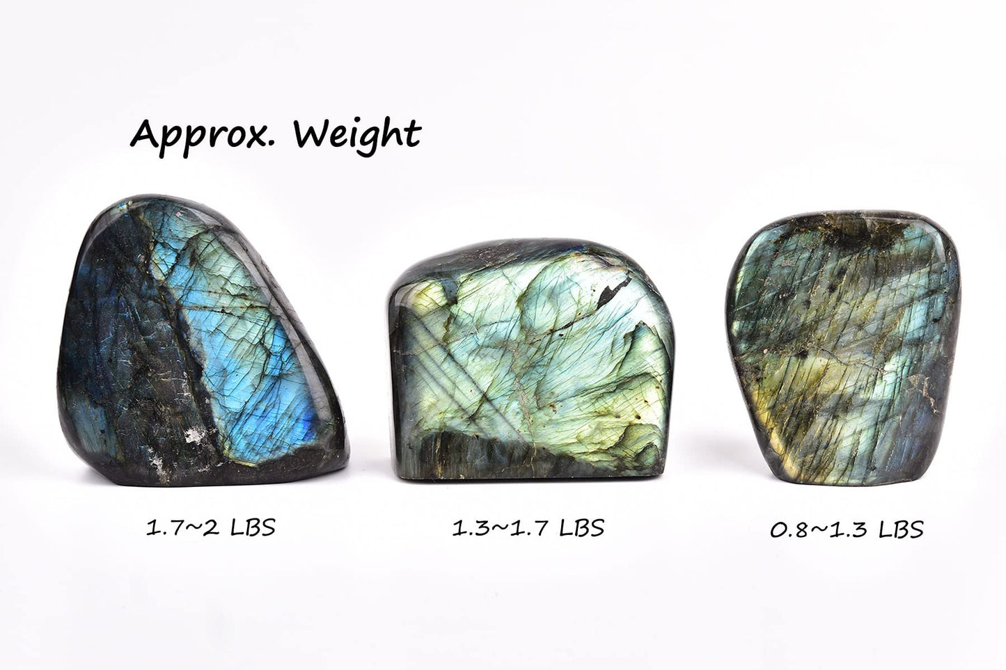 AMOYSTONE Single Decorative Stone Labradorite Polished Stone Slab Crystal Aura Healing Reiki Home Decor Small 0.8-1.3 LBS