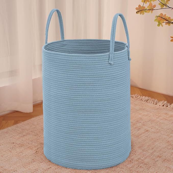 Large Woven Laundry Basket Hamper, 80L Cotton Rope Storage Bin