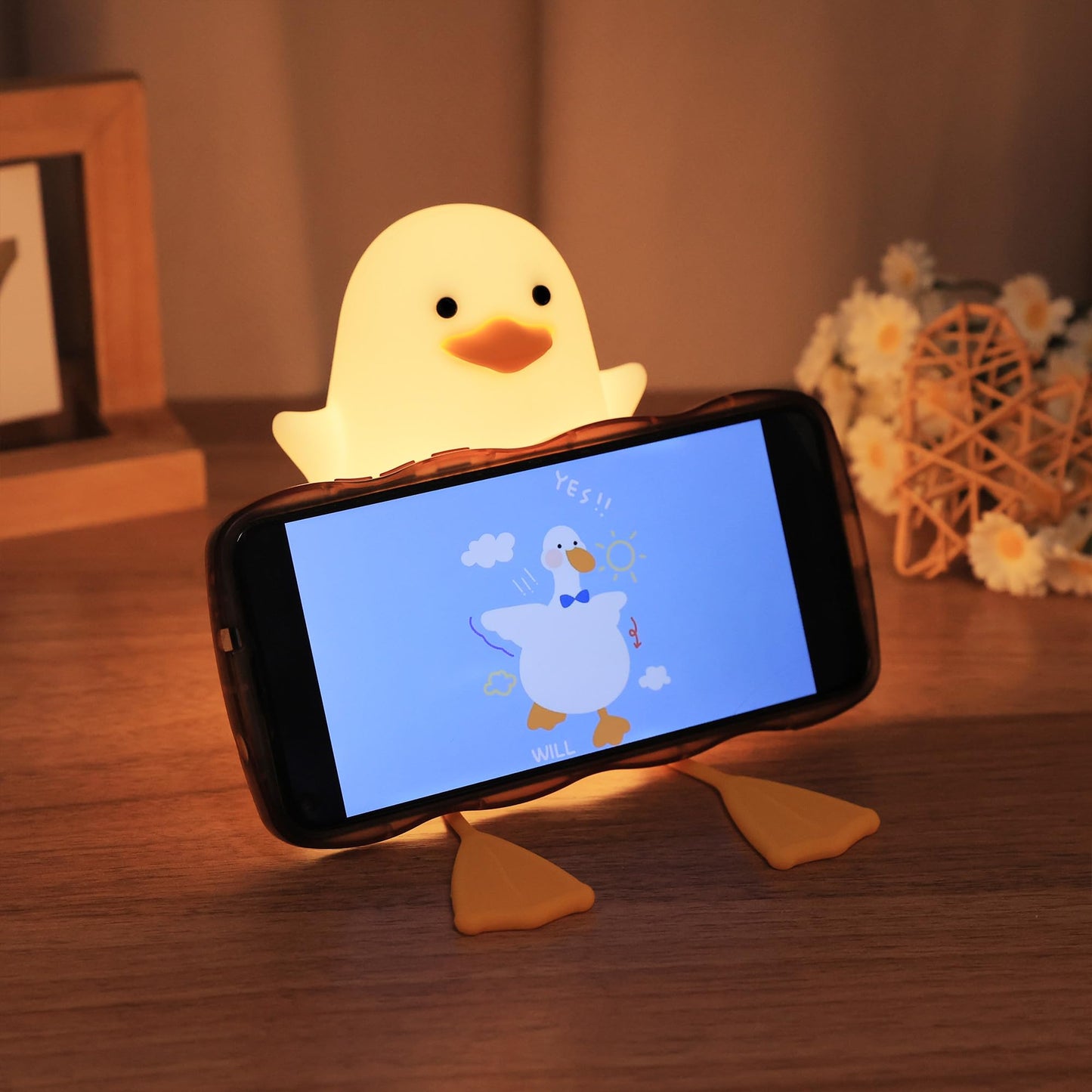 Okayera Cute Duck Lamp, Animal Nursery Silicone Night Light with Portable USB Rechargeable Timer Dimmable, Perfect for Home Bedroom Living Room, Holiday Birthday Xmas Easter Decor Gifts to Kids Baby