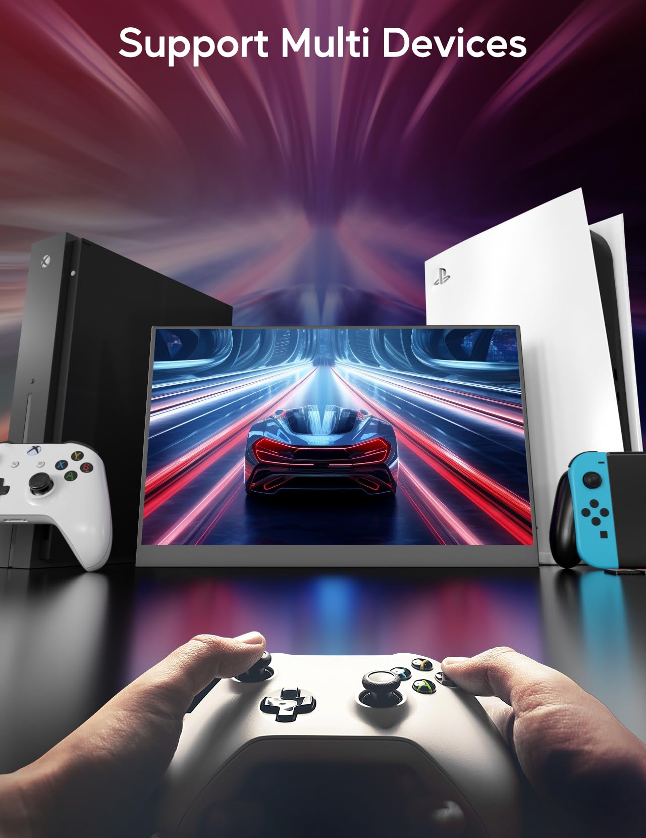 4K Portable Monitor 13.3" 3840 x 2160 UHD USB-C HDMI Laptop Monitor, 100% sRGB IPS Computer Gaming Display HDR Travel Monitor w/Speakers for Laptop Xbox PS5 Switch PC Phone
