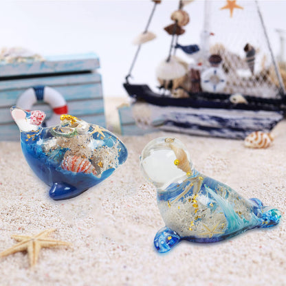 Voaesdk 2Pcs 3D Dolphin Seal Resin Molds Silicone, Cute Whale Sea Dog Epoxy Resin Moulds, Large Ocean Animal Silicone Mold for Resin,DIY Craft,Home Office Cabinets Wall Desktop Decor