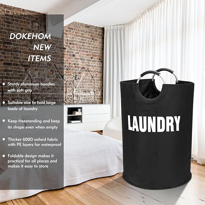 DOKEHOM 160L XX-Large Laundry Basket, Collapsible Laundry Bag, Foldable Laundry